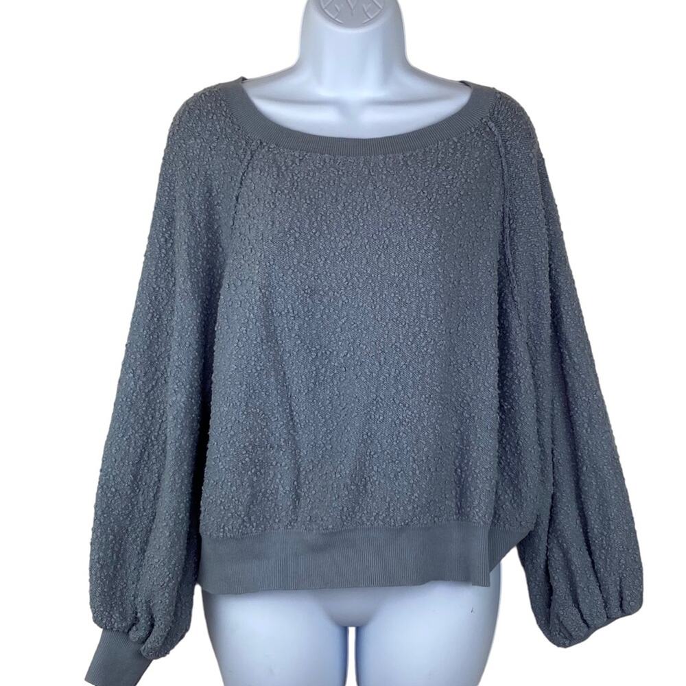 Free People Women's Crop Bouche Sweatshirt Blue Size S Relaxed Boho